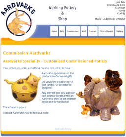 Aardvarks Pottery Website